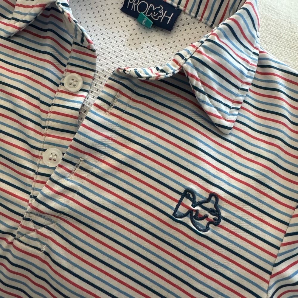 Boys Prodoh Striped Polo Shirt - Red, Blue, White 4T